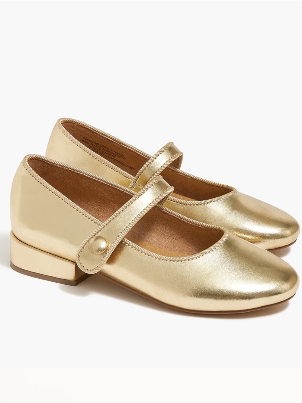 Crewcuts Girls' metallic low-heel Mary Janes in Gold size 3